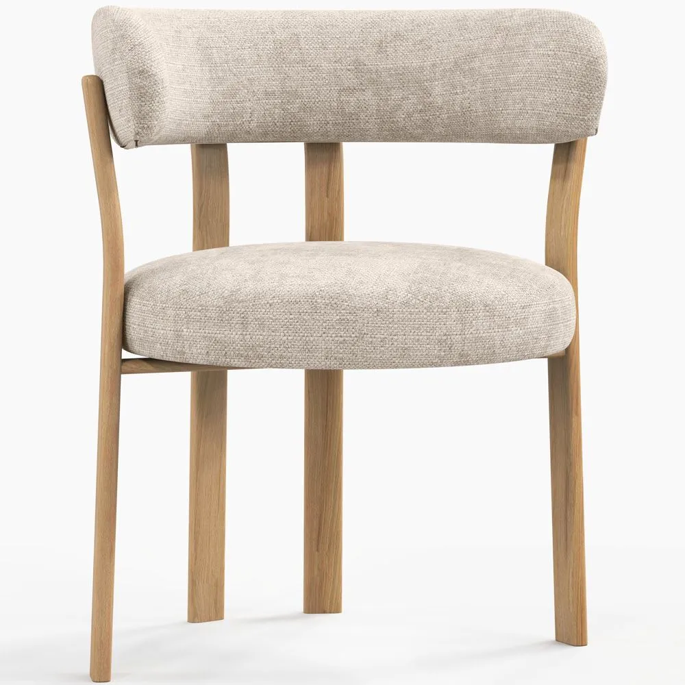 Sillón de salón con Reposabrazos tapizado en Chenille -  Patas efecto roble - Diseño ergonómico y moderno - Okare image 8