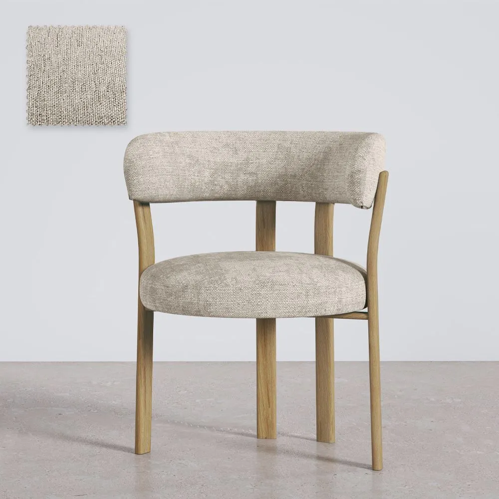 Sillón de salón con Reposabrazos tapizado en Chenille -  Patas efecto roble - Diseño ergonómico y moderno - Okare image 8