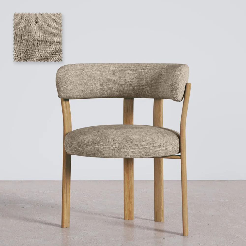 Sillón de salón con Reposabrazos tapizado en Chenille -  Patas efecto roble - Diseño ergonómico y moderno - Okare image 8