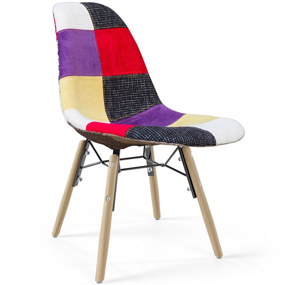 Silla de Comedor - Tapizado Patchwork - Diseño Escandinavo y Patas de Madera - Skögur image 8