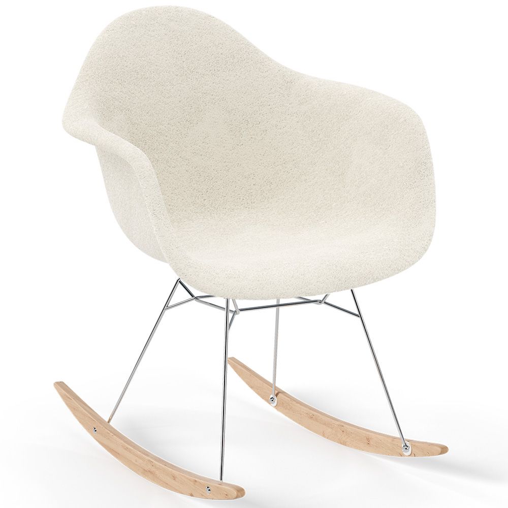 Silla Mecedora Bouclé con Brazos – Diseño Escandinavo con Acero y Madera - Nordika image 8