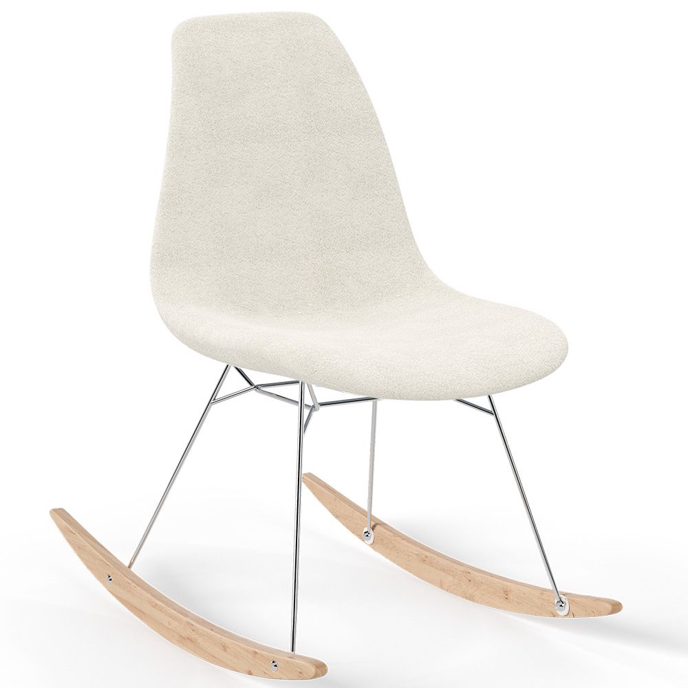 Silla Mecedora Minimalista en Bouclé – Estilo Nórdico con Base de Madera y Acero - Skögur image 8