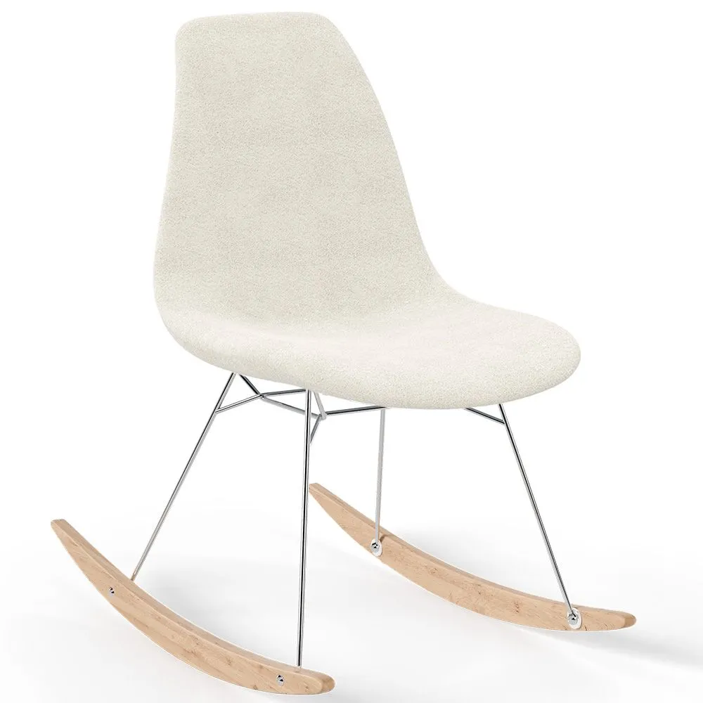 Silla Mecedora Minimalista en Bouclé – Estilo Nórdico con Base de Madera y Acero - Skögur image 8