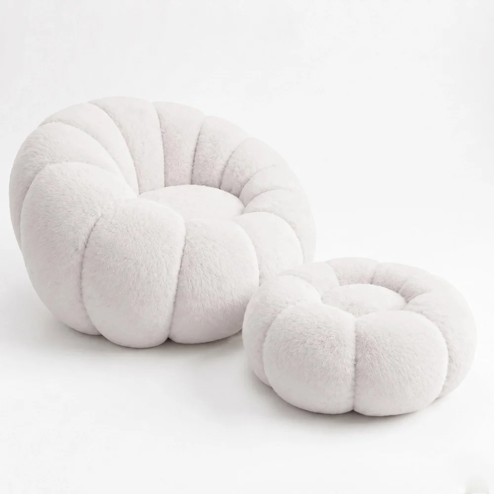 Sillón tapizado con otomano - tela suave - Rubi image 8