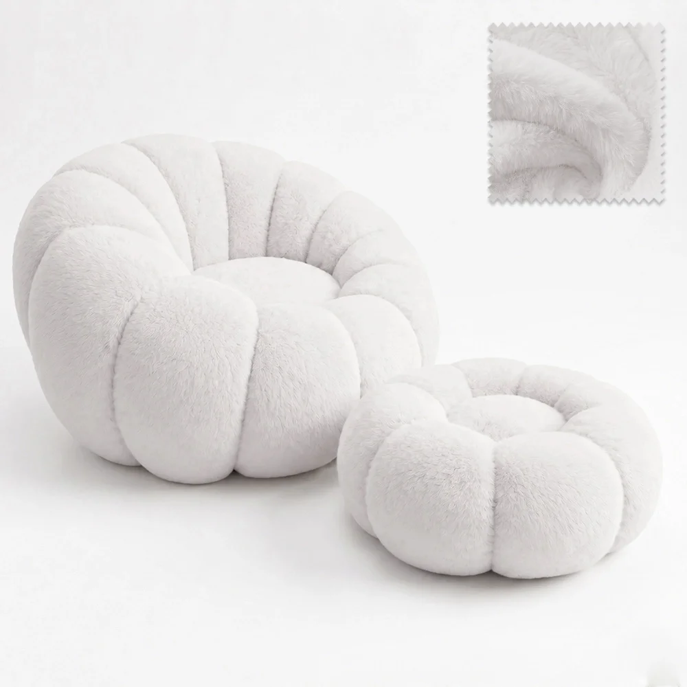 Sillón tapizado con otomano - tela suave - Rubi image 8