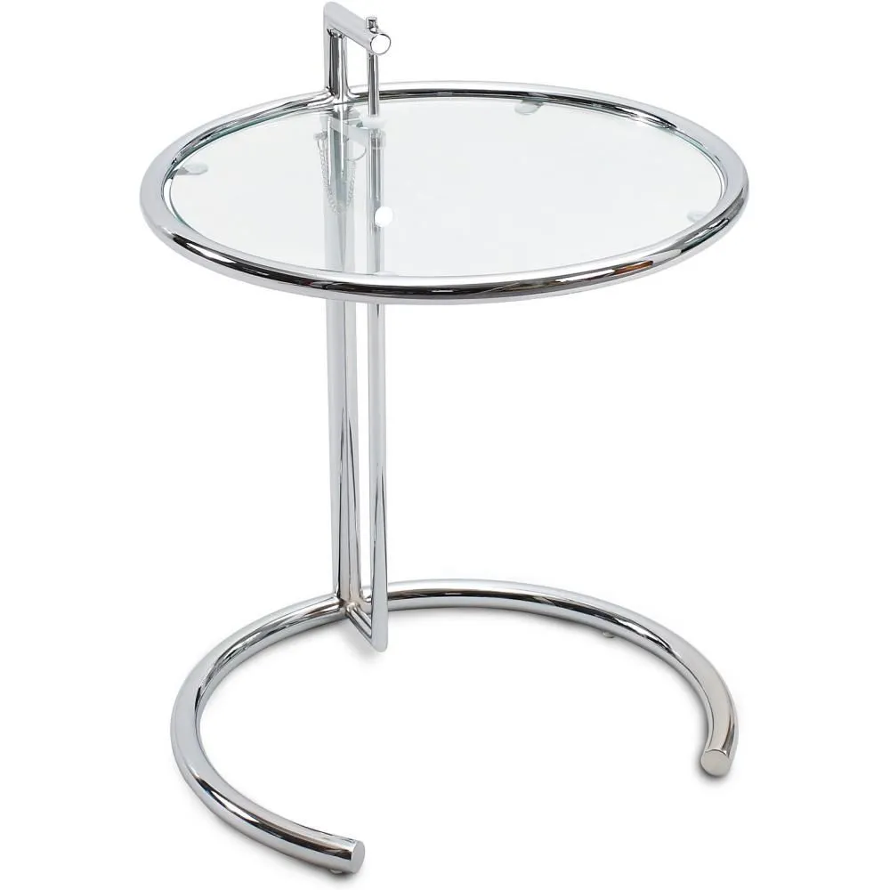 Mesa Auxiliar Redonda Ajustable - Cristal y Acero - Lake image 8