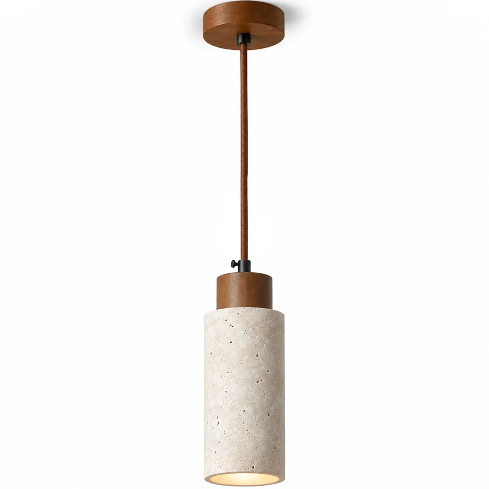 Lámpara de Techo Colgante de Madera y Travertino – Élodie image 8