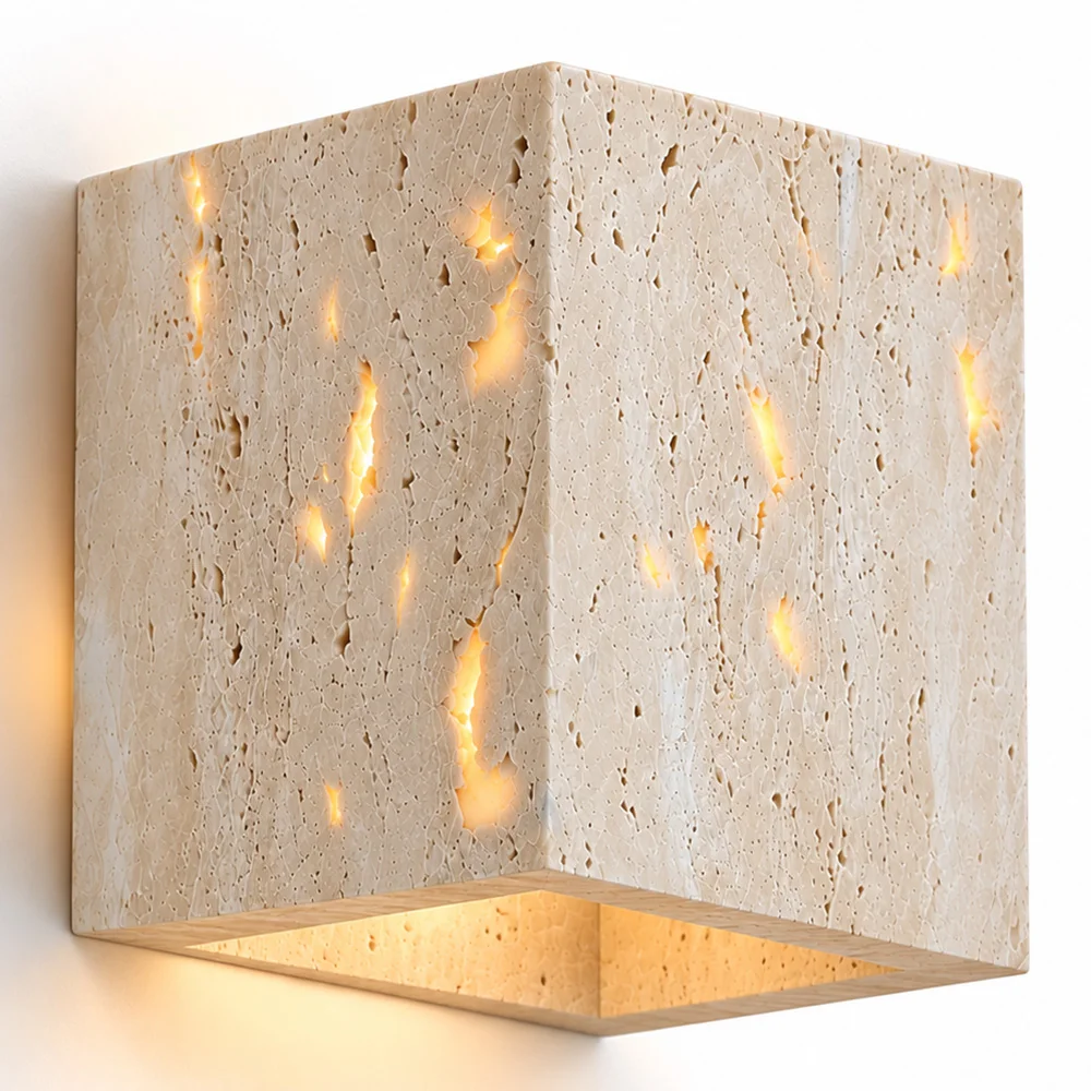 Lámpara de Pared – Aplique Cuadrado de Travertino – Violette image 8