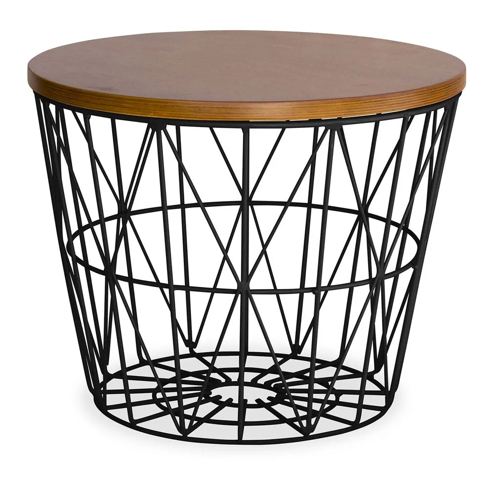 Mesa Auxiliar Redonda - Diseño Industrial - Madera y Metal - Basker image 8