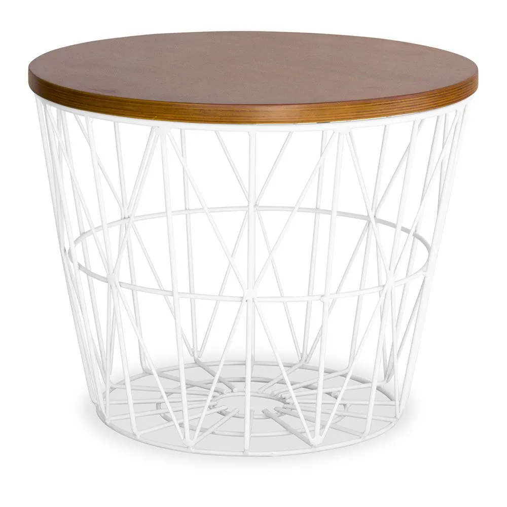 Mesa Auxiliar Redonda - Diseño Industrial - Madera y Metal - Basker image 8