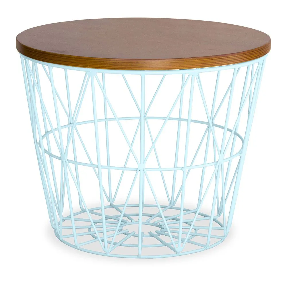 Mesa Auxiliar Redonda - Diseño Industrial - Madera y Metal - Basker image 8