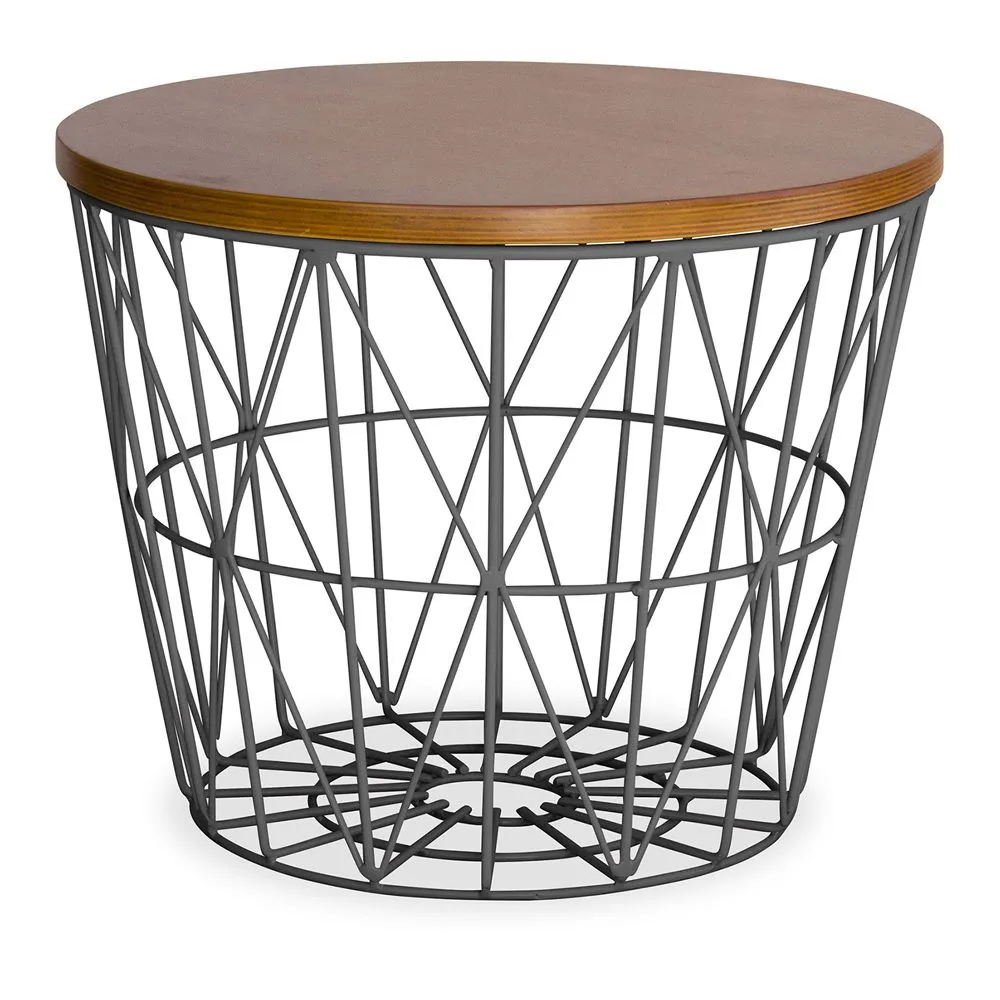 Mesa Auxiliar Redonda - Diseño Industrial - Madera y Metal - Basker image 8