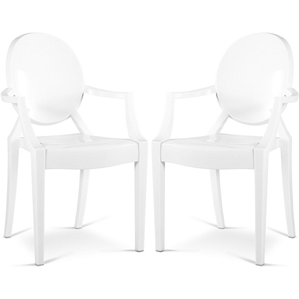 Pack de 2 Sillas de comedor Transparentes - Diseño con Reposabrazos - Louis XIV image 8
