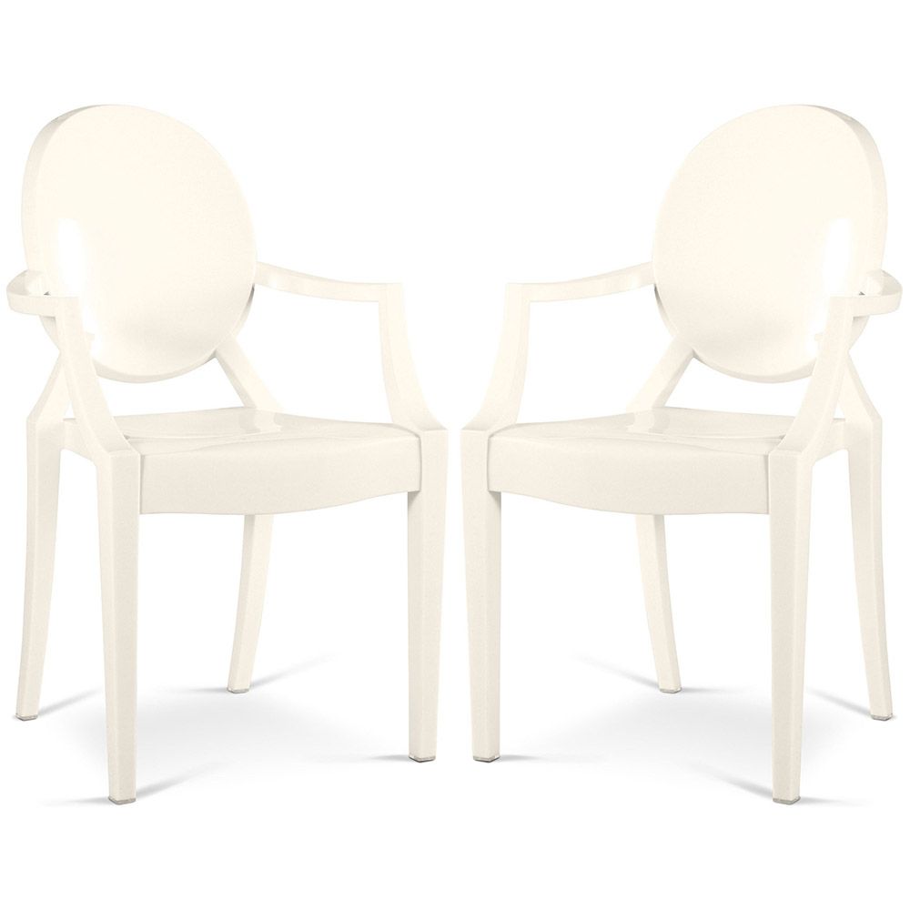 Pack de 2 Sillas de comedor Transparentes - Diseño con Reposabrazos - Louis XIV image 8