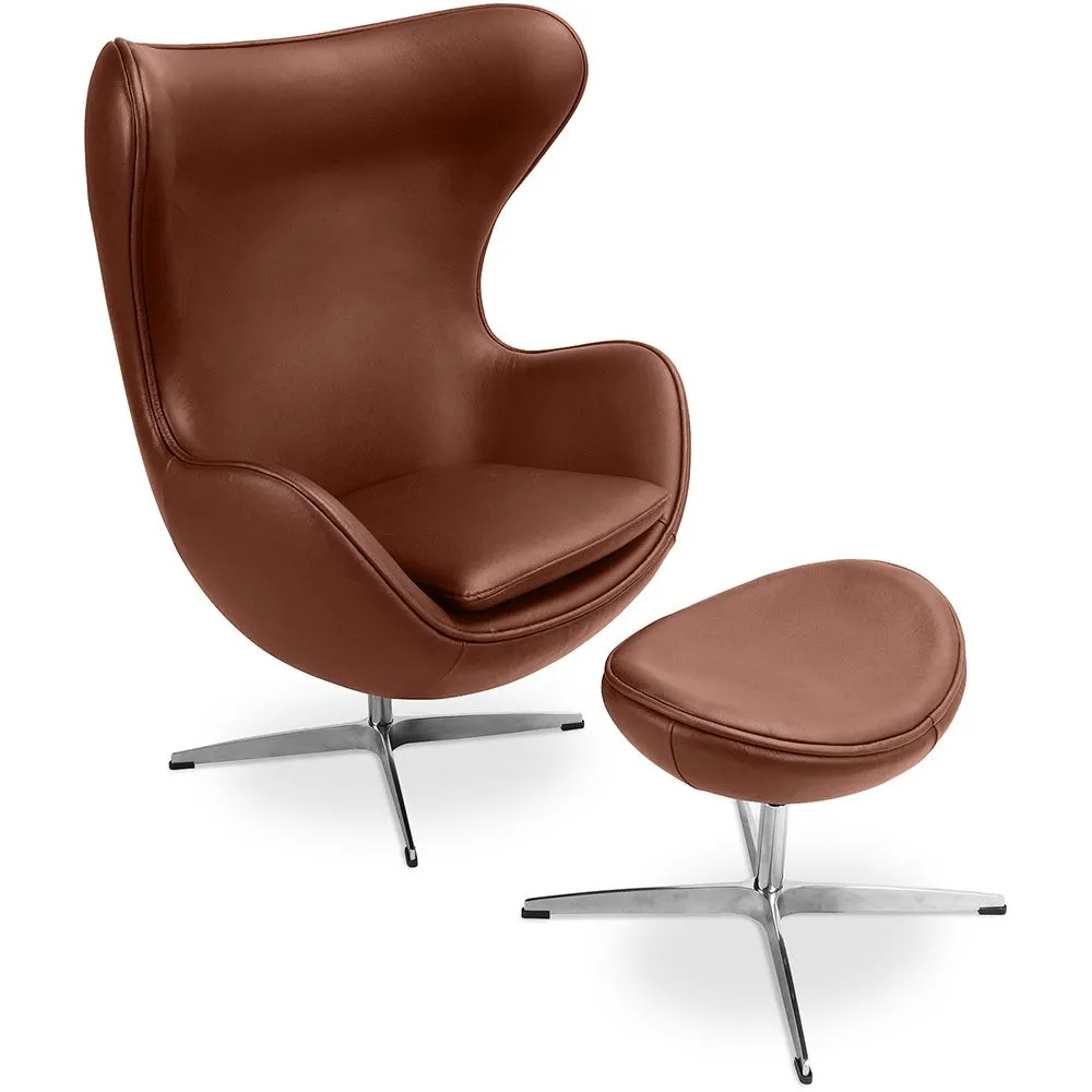 Sillón con Reposapiés - Diseño Huevo - Tapizado en Cuero - Brave  image 8
