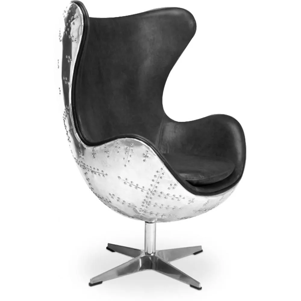Sillón de Diseño con Reposabrazos - Diseño Huevo - Cuero y Metal - Cocoon  image 8