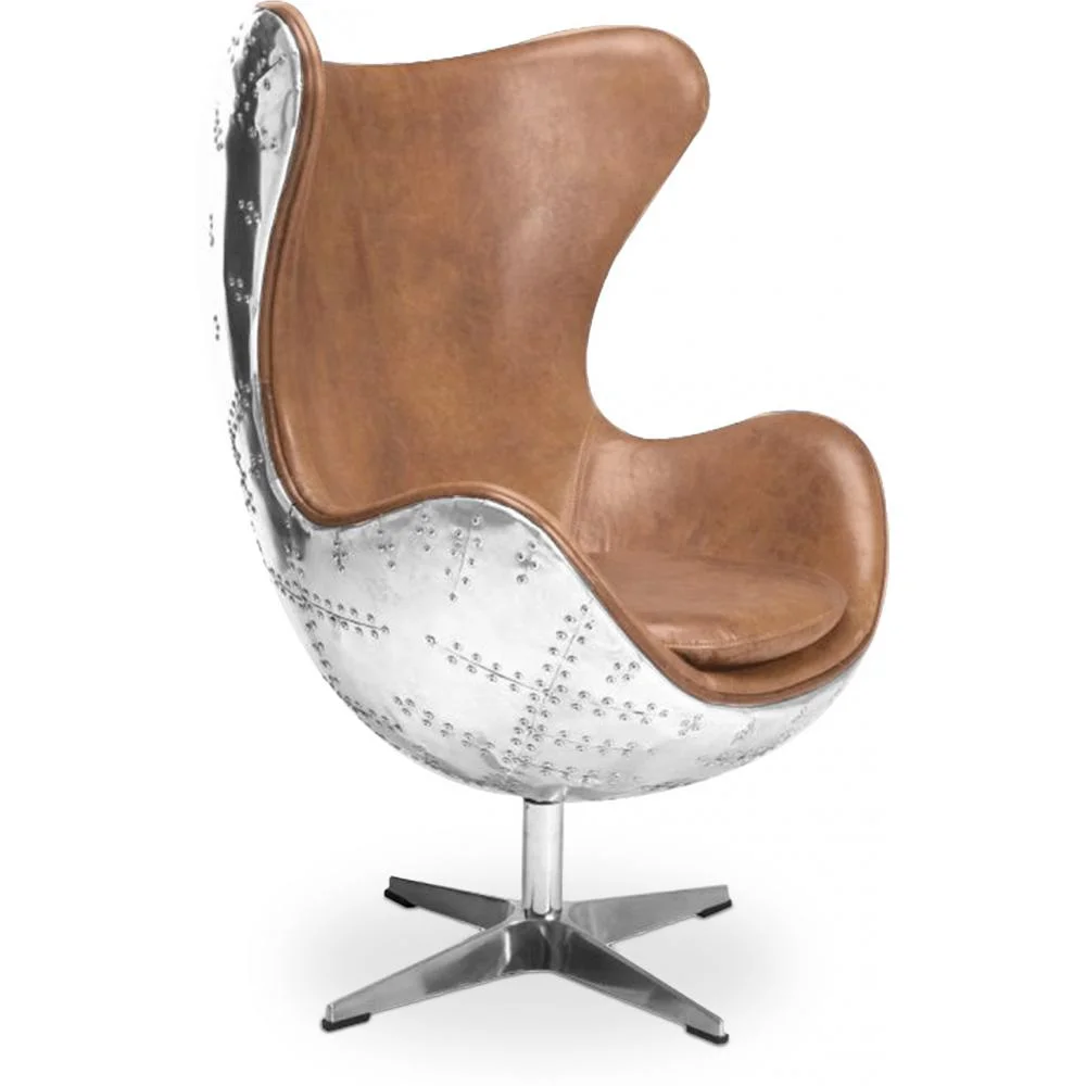 Sillón de Diseño con Reposabrazos - Diseño Huevo - Cuero y Metal - Cocoon image 8