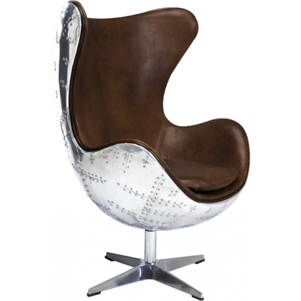 Sillón con Reposabrazos - Estilo Aviador - Cuero y Metal - Cocoon  image 8