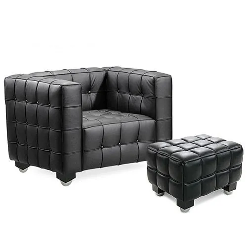Sillón con Reposapiés  - Tapizado en Cuero - Acolchado - Nubus image 8