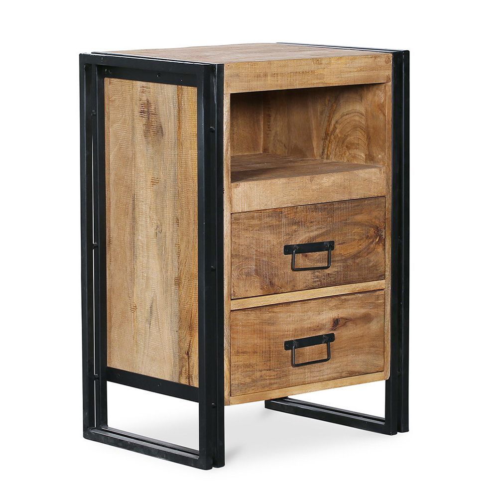 Mesita de Noche - Diseño Industrial - Madera y Metal - Onawa  image 8