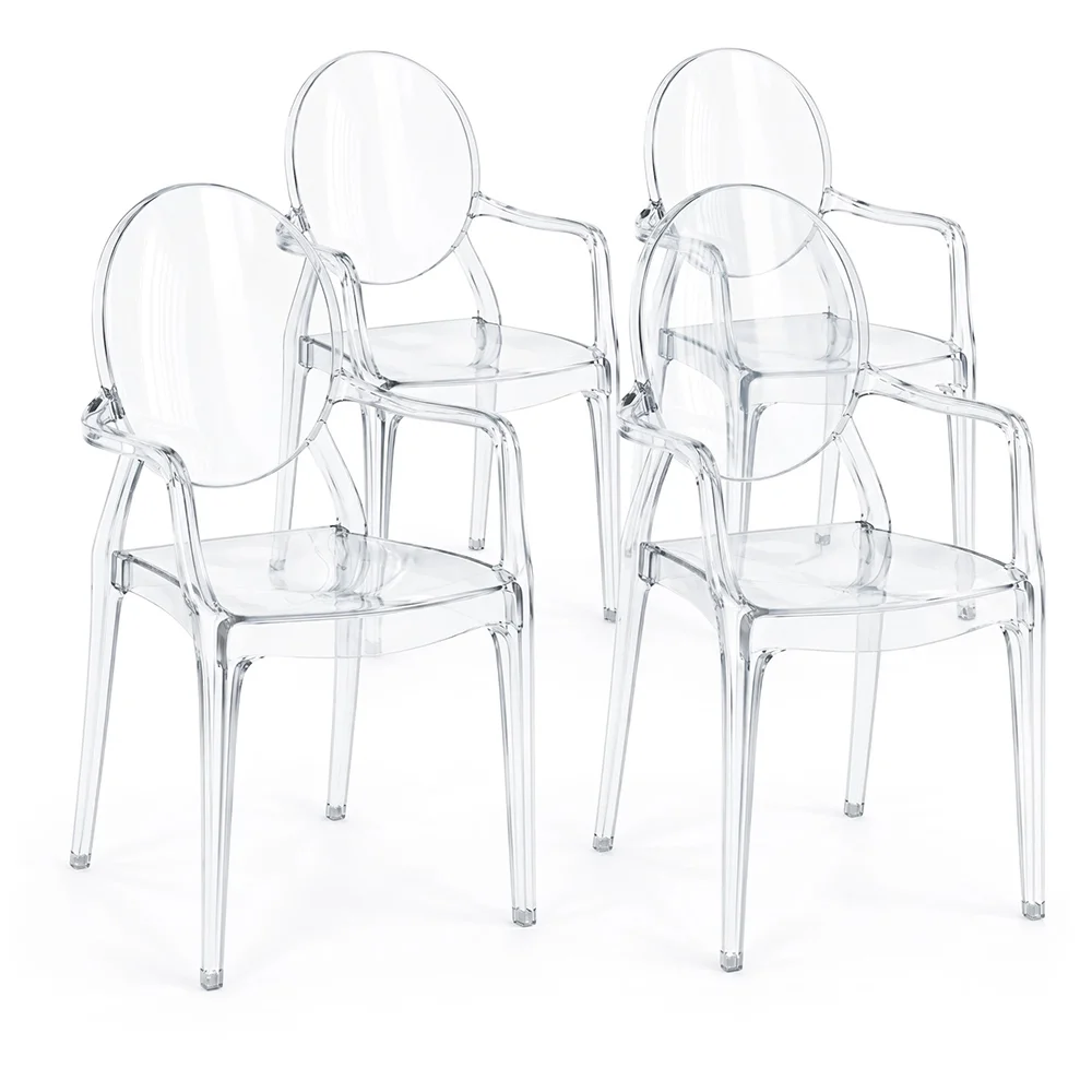 Pack de 4 Sillas de comedor Transparente - Diseño con Reposabrazos - Arthur image 8