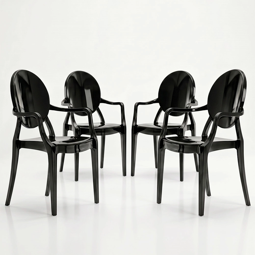 Pack de 4 Sillas de comedor Transparente - Diseño con Reposabrazos - Louis XIV image 8
