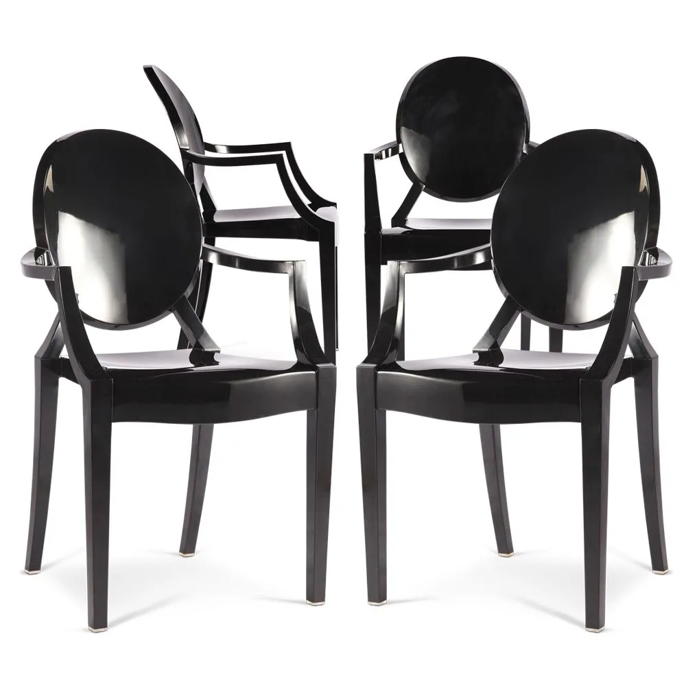 Pack de 4 Sillas de comedor Transparente - Diseño con Reposabrazos - Louis XIV image 8
