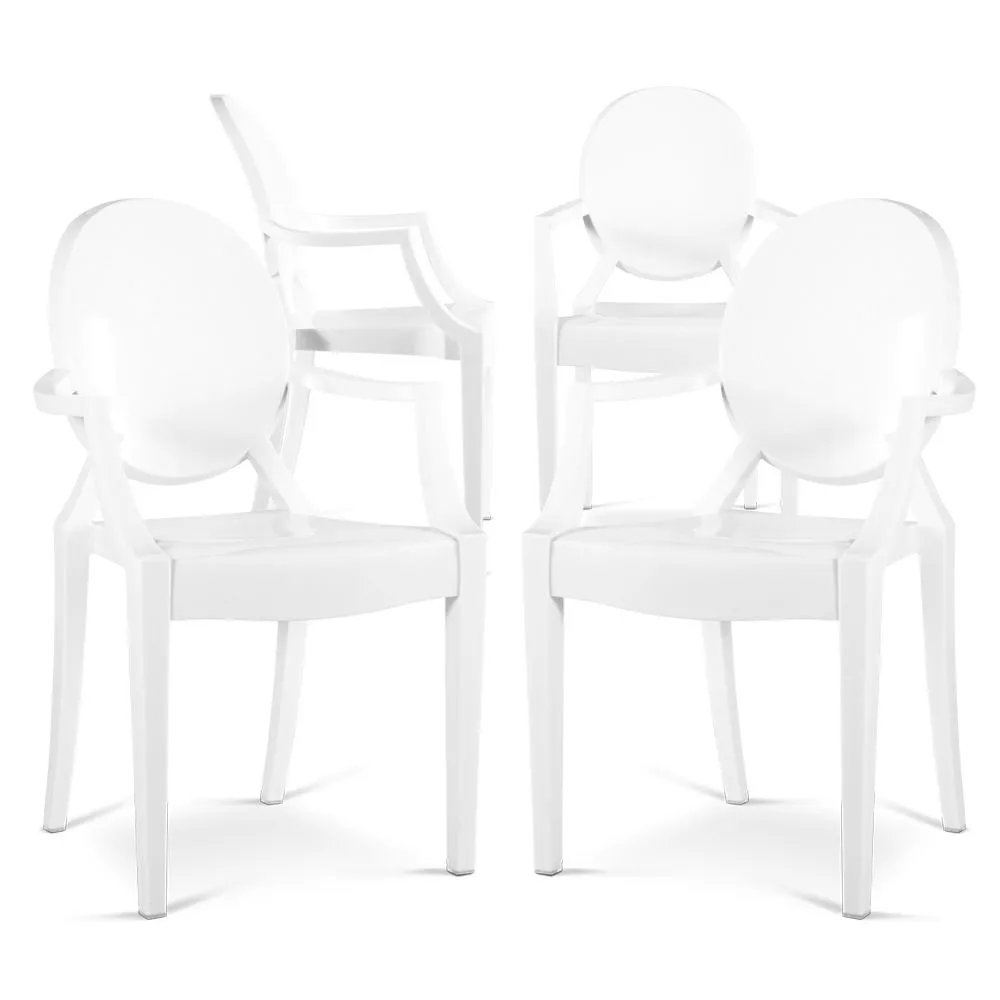 Pack de 4 Sillas de comedor Transparente - Diseño con Reposabrazos - Louis XIV image 8