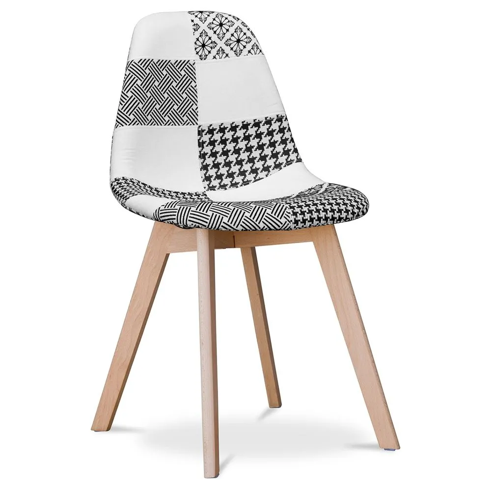 Silla de Comedor - Tapizada en Patchwork Blanco y Negro - Denisse  image 8