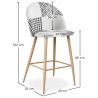 Taburete Tapizado en Patchwork - Estilo Escandinavo - Blanco y Negro - 66cm - Evelyne  image 7