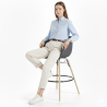 Taburete de Bar - Diseño Escandinavo - Patas Madera Natural - Melania image 7